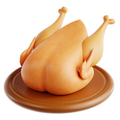 3D illustration of roasted chicken for Oktoberfest