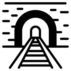 tunnel, railway, railroad, train, Passage, track, transportation Icon, Solid style icon vector illustration, Suitable for website, mobile app, print, presentation, infographic and any other project.