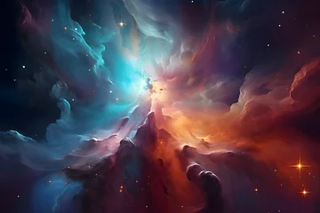 Papier Peint photo autocollant Univers Colorful space galaxy cloud nebula. Stary night cosmos. Universe science astronomy. Supernova background wallpaper. generative ai