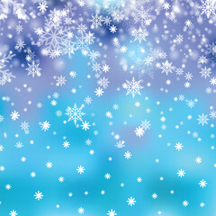 Naklejka na ściany i meble Christmas, Snowy background with falling snow, snowflakes, snowdrift for winter and new year holidays. Vector
