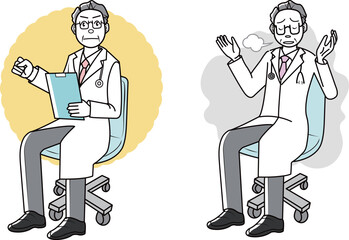 診察する医者のイラストセット