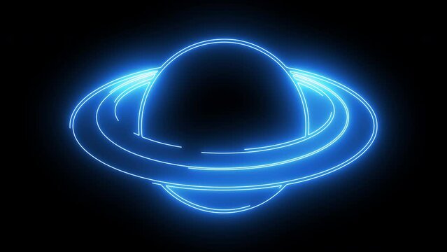 animation of the planet saturn logo with glowing lines