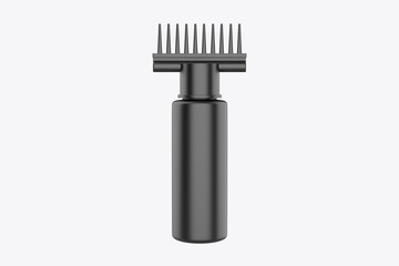 hair oil bottle with comb isolated on white background. 3d illustration