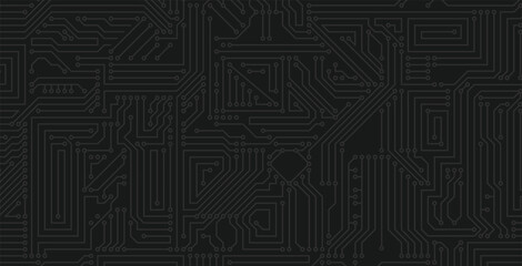 Electronic circuit technology vector on a black background.
