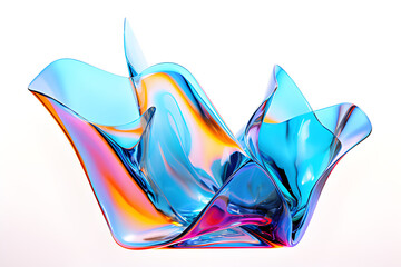 Abstract Colorful Glass With Dispersion and Thin Film Effect. 3d Render. Isolated on White.