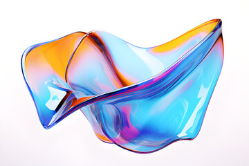 Obraz premium Abstract Colorful Glass With Dispersion and Thin Film Effect. 3d Render. Isolated on White.