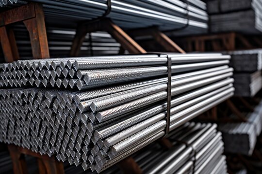 Rod wire steel bar metal storage in warehouse for construction.