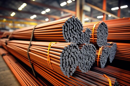 Rod wire steel bar metal storage in warehouse for construction.