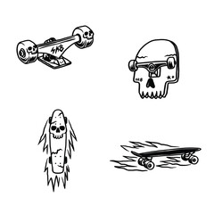 hand drawn skateboard logo vector