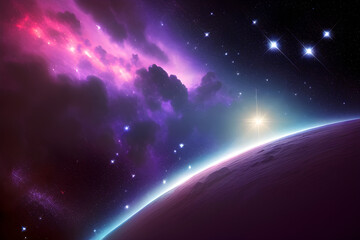 Serene nebula and cosmic dust in space