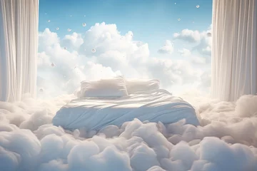 Abwaschbare Fototapete Bed in the clouds. © Bargais