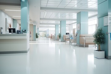 Hospital hallway, reception clinic.