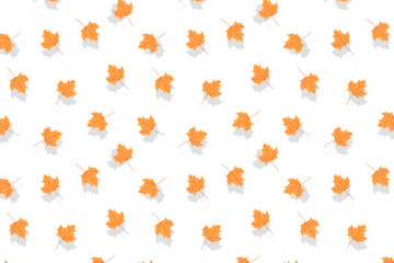 Autumn leaves, background for autumn holidays, leaf fall, for postcards, textiles. Orange maple leaf pattern for autumn designs.