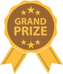 Grand Prize Medal icon. Grand Prize Badge Medal symbol. Grand prize win gold badges sign. flat style.
