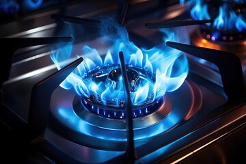Blue flame on a gas stove.