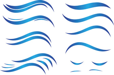 set of line water waves icon, Vector line icon set with simple doodle wave. Abstract water icon set on white background. Dive into the Serenity of Wave Designs: Captivating Visuals for Your Creative