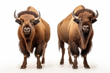 American bisons on a white background.