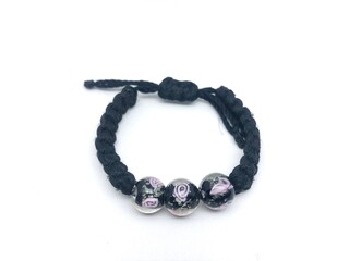 Black ball bead knit bracelet