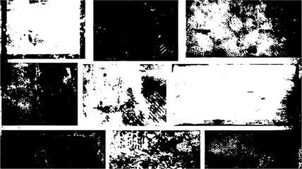Black distorted grungy isolated layers. Dust Overlay Distress Grainy Grungy Effect. Scratched Grunge Urban Background Texture Vector. 