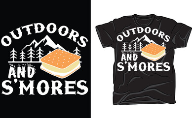 Outdoors & S'mores, Funny Campfire tee, Camping T-Shirt