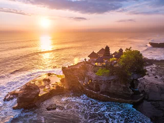 Fototapeten Bali Tanah Lot temple in Bali island, Indonesia. Aerial view  © munduuk