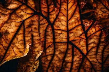 Close-up autumn dry leaf textured wallpaper