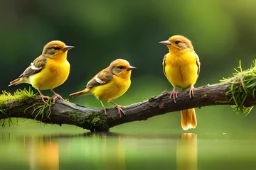 Rolgordijnen pair of yellow birds generated by AI © Muhammad