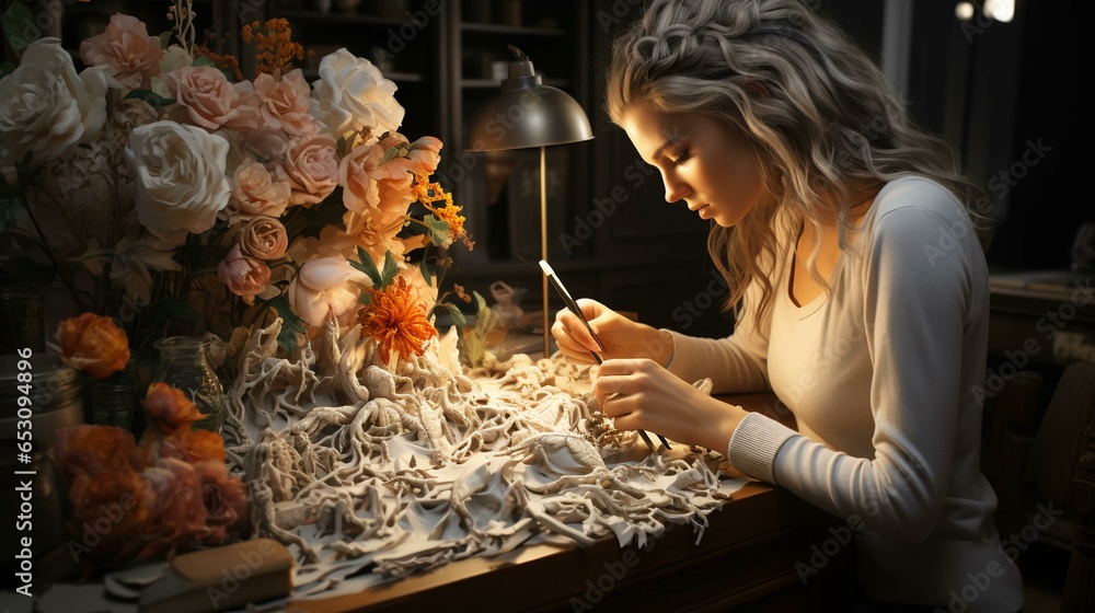 Poster the artist in the form of a brain draws and develops creative abilities. the concept of brain develo