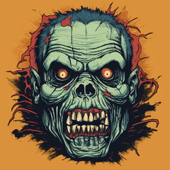 Ilustracion para camiseta de Zombie retro