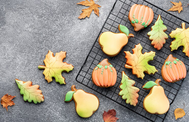 Multicolored autumn homemade cookies