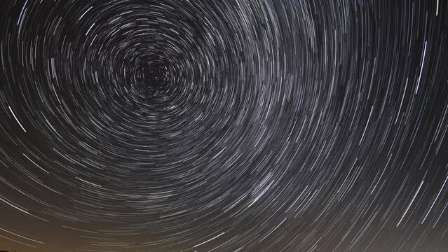 Circular star trails time lapse with the north star as center