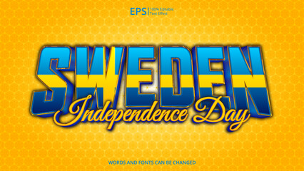 sweden editable text effect with sweden flag pattern suitable for poster design about holiday, Feast day or sweden independence day moment