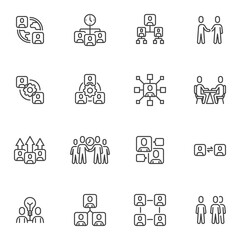 Meeting and conference line icons set