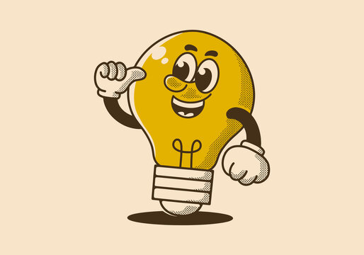lightbulb mascot character with happy expression