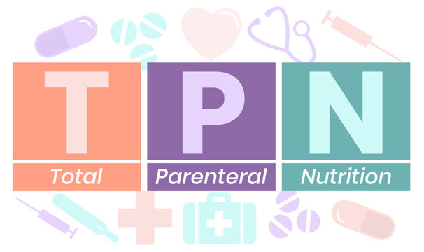 TPN - Total Parenteral Nutrition acronym. medical concept background. vector illustration concept with keywords. lettering illustration with icons for web banner, flyer, landing page