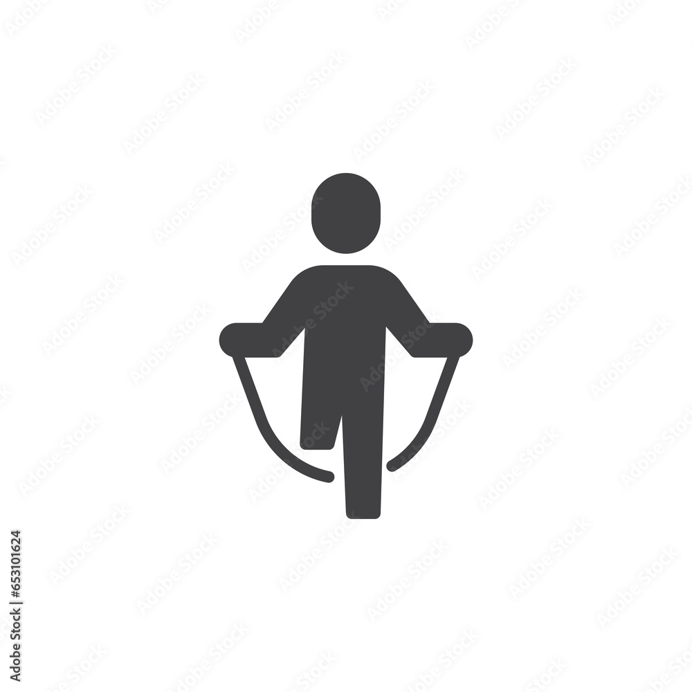 Poster jumping with skipping rope vector icon