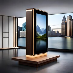 Fototapeta premium Museum interactive kiosk mockup.