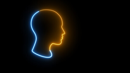 Man head silhouette icon. neon face shape sign. Trendy style. Beauty salon. Neon sign. Custom neon. Summer vibe. Fashion.