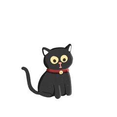 black cat cartoon with cute eyes