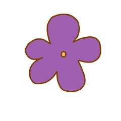 Purple flower with outline handdrawn illustration