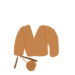 Knit brown sweater cartoon oil pastel style