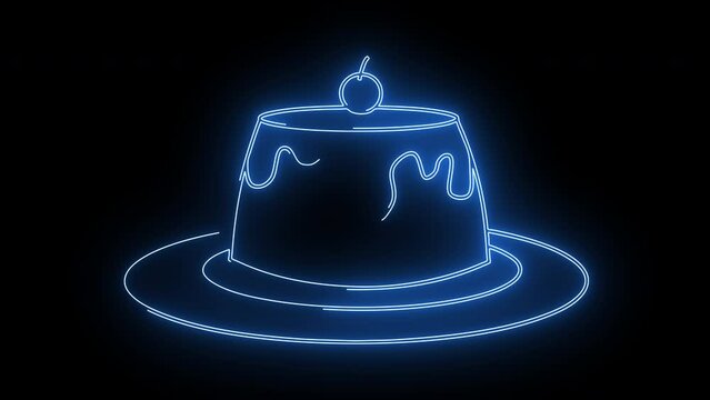 animated pudding logo with glowing neon lines