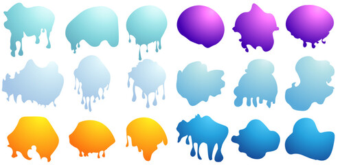 Watercolor paint brush texture. Grunge water, spray drop spatter, dirty blot splatters, silhouettes. Abstract artistic ink splatter paint splatter, drops, dots, wet dye prints. Vector illustration