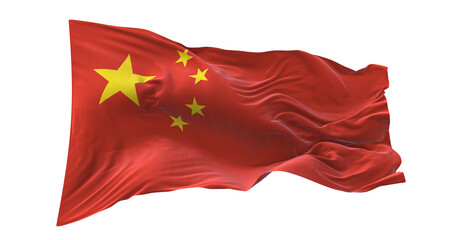 3d illustration flag of China. China flag waving isolated on white background with clipping path. flag frame with empty space for your text.