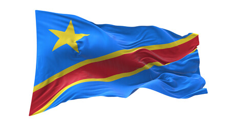 3d illustration flag of Dr Congo. Democratic republic flag waving isolated on white background with clipping path. flag frame with empty space for your text.