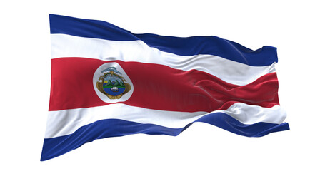 3d illustration flag of Costa Rica. Costa Rica flag waving isolated on white background with clipping path. flag frame with empty space for your text.
