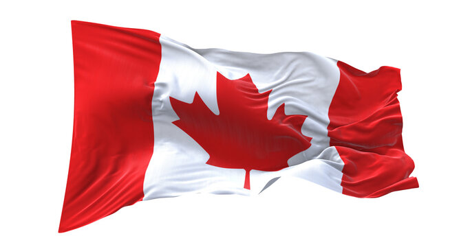 3d illustration flag of Canada. Canada flag waving isolated on white background with clipping path. flag frame with empty space for your text.