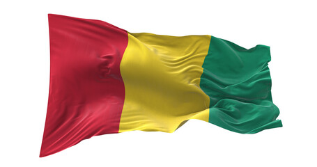 3d illustration flag of Guinea. Guinea flag waving isolated on white background with clipping path. flag frame with empty space for your text.