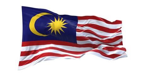 3d illustration flag of Malaysia. Malaysia flag waving isolated on white background with clipping path. flag frame with empty space for your text.