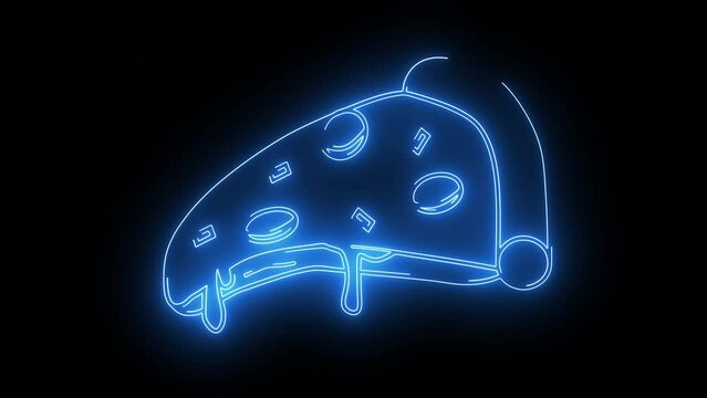 animated pizza logo with glowing neon lines